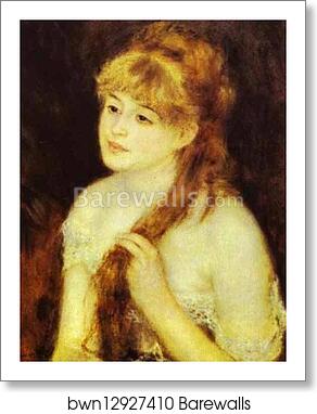 Young Woman Braiding Her Hair by Pierre-Auguste Renoir, Art Print