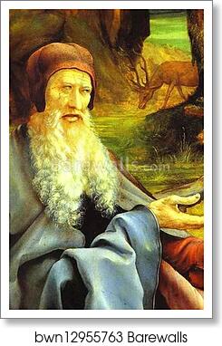St Anthony Visiting St Paul the Hermit in the Desert. Detail. St. Anthony by Matthias Grünewald, Art Print St Anthony Visiting St Paul the Hermit in the Desert. Detail. St. Anthony by Matthias Grünewald, Art Print