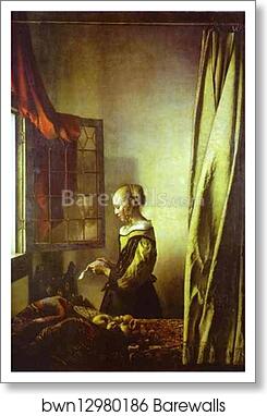 Girl Reading a Letter at an Open Window by Jan Vermeer, Art Print