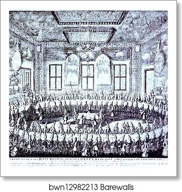 The Wedding Feast of Peter I and Catherine in the Winter Palace of Peter I in St. Petersburg on February 19, 1712 by Alexey Zubov, Art Print