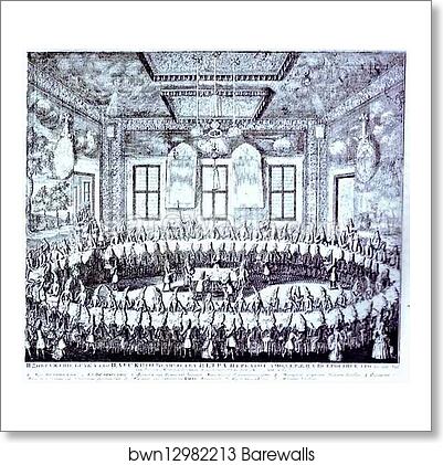 The Wedding Feast of Peter I and Catherine in the Winter Palace of Peter I in St. Petersburg on February 19, 1712 by Alexey Zubov, Art Print The Wedding Feast of Peter I and Catherine in the Winter Palace of Peter I in St. Petersburg on February 19, 1712 by Alexey Zubov, Art Print