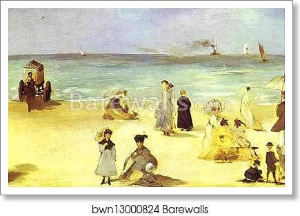 Beach at Boulogne-sur-Mer by Edouard Manet, Art Print