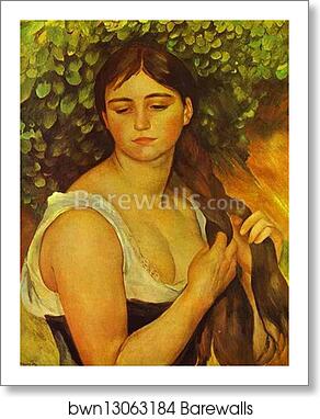 Girl Braiding Her Hair (Suzanne Valadon) by Pierre-Auguste Renoir, Art Print