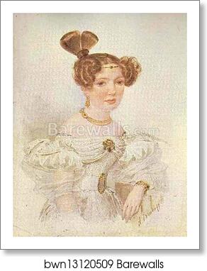 Portrait of a Young Woman in White by Alexander Brulloff, Art Print