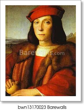 Portrait of a Man with an Apple by Raphael, Art Print