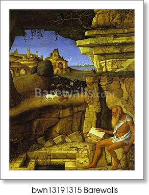 St. Jerome Reading by Giovanni Bellini, Art Print