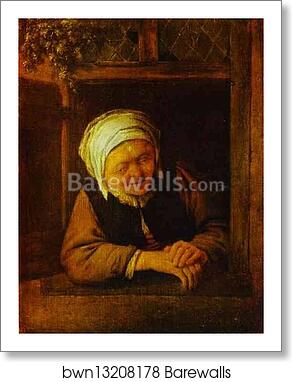 An Old Woman by Window by Adriaen Van Ostade, Art Print