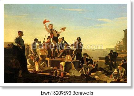 Jolly Flatboatmen in Port by George Caleb Bingham, Art Print Jolly Flatboatmen in Port by George Caleb Bingham, Art Print