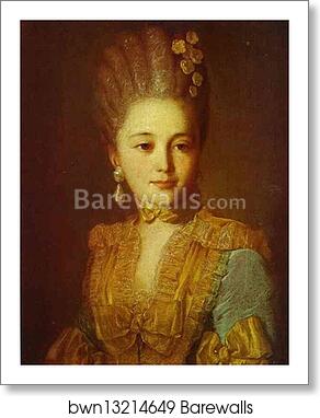 Portrait of an Unknown Woman in a Blue Dress with Yellow Trimmings by Fedor Rokotov, Art Print Portrait of an Unknown Woman in a Blue Dress with Yellow Trimmings by Fedor Rokotov, Art Print