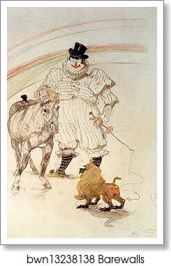 At the Circus: Performing Horse and Monkey by Henri De Toulouse-Lautrec, Art Print