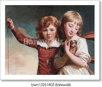 The Clavering Children. Detail by George Romney, Art Print