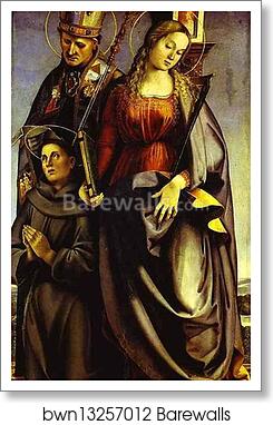SS. Augustine, Catherine of Alexandria, and Anthony of Padua by Luca Signorelli, Art Print