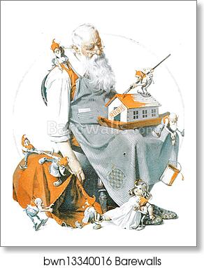 Santa's Helpers by Norman Rockwell, Art Print