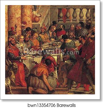 The Marriage Feast at Cana. Detail by Paolo Veronese, Art Print