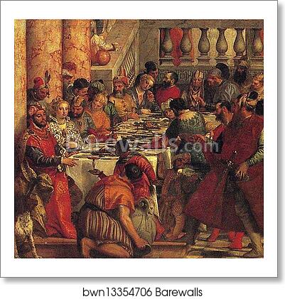 The Marriage Feast at Cana. Detail by Paolo Veronese, Art Print The Marriage Feast at Cana. Detail by Paolo Veronese, Art Print