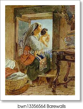 Italian Woman with a Child by a Window by Karl Brulloff, Art Print Italian Woman with a Child by a Window by Karl Brulloff, Art Print