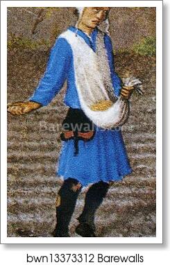 Les trÄ�s riches heures du Duc de Berry. October. Louvre Palace. Detail by Limbourg Brothers, Art Print