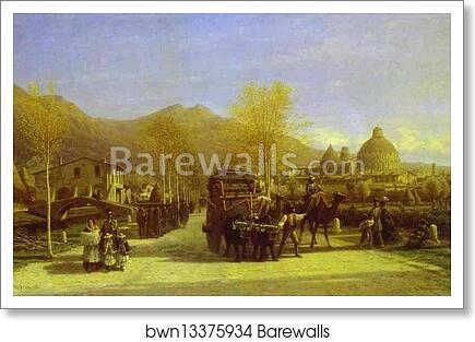 Pisa. View of the Baptistery and the Cathedral by Alexey Bogoliubov, Art Print