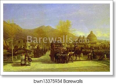 Pisa. View of the Baptistery and the Cathedral by Alexey Bogoliubov, Art Print Pisa. View of the Baptistery and the Cathedral by Alexey Bogoliubov, Art Print