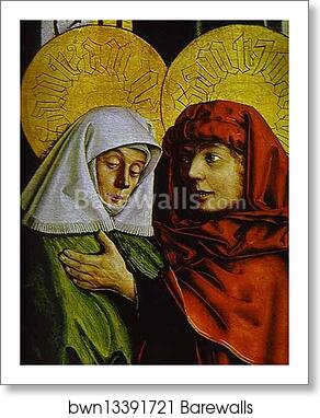 Meeting of Joahim and Anna by the Golden Gates. Detail by Konrad Witz, Art Print
