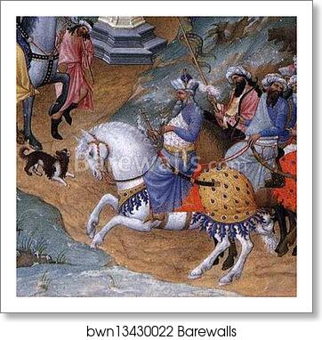 Les trÄ�s riches heures du Duc de Berry. The Meeting of the Three Magi. Detail by Limbourg Brothers, Art Print