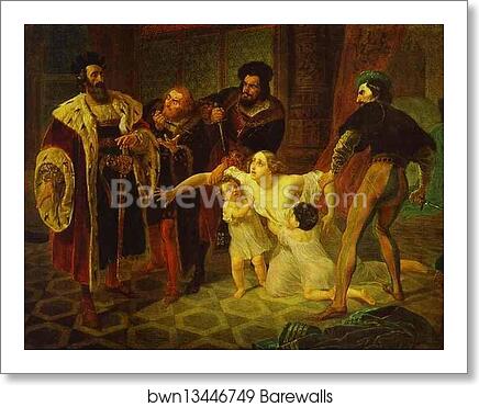 Death of Inessa de Castro, Morganatic Wife of Portuguese Infant Don Pedro by Karl Brulloff, Art Print