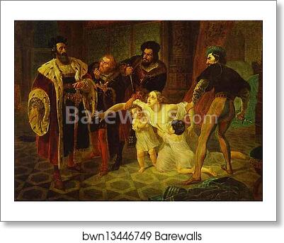 Death of Inessa de Castro, Morganatic Wife of Portuguese Infant Don Pedro by Karl Brulloff, Art Print Death of Inessa de Castro, Morganatic Wife of Portuguese Infant Don Pedro by Karl Brulloff, Art Print