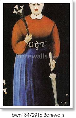 Woman with Flowers and Parasol by Niko Pirosmani, Art Print