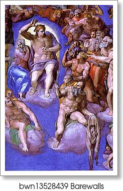 The Last Judgment . Detail by Michelangelo, Art Print