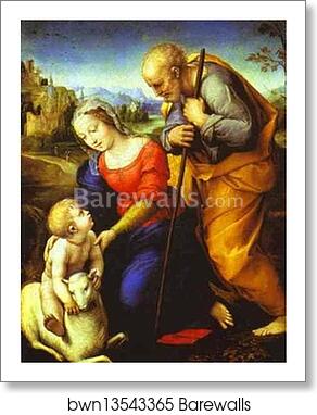The Holy Family with a Lamb by Raphael, Art Print