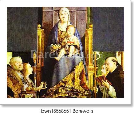 Madonna with the Saints Nicholas of Bari, Anastasia, Ursula and Dominic (San Cassiano Altar) by Antonello Da Messina, Art Print