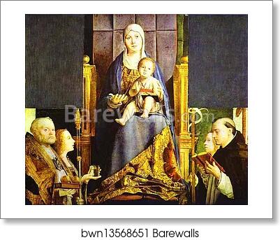 Madonna with the Saints Nicholas of Bari, Anastasia, Ursula and Dominic (San Cassiano Altar) by Antonello Da Messina, Art Print Madonna with the Saints Nicholas of Bari, Anastasia, Ursula and Dominic (San Cassiano Altar) by Antonello Da Messina, Art Print