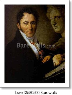 Portrait of the Artist N.I. Utkin with a Pencil by Vasily Tropinin, Art Print