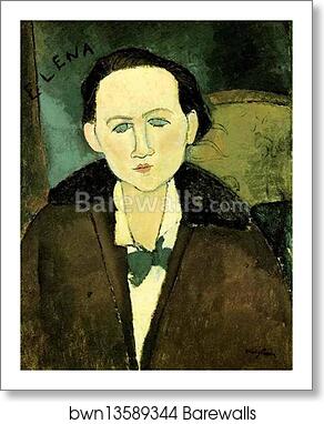 Portrait of Elena Pavlowski by Amedeo Modigliani, Art Print