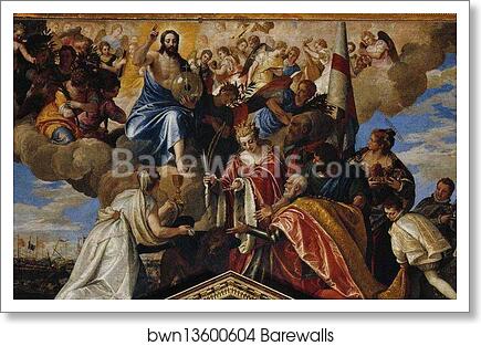 Allegory of the Battle of Lepanto with Sebastiano Venier. Detail by Paolo Veronese, Art Print