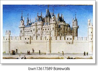 Les tr�s riches heures du Duc de Berry. October. Louvre Palace. Detail by Limbourg Brothers, Art Print Les tr�s riches heures du Duc de Berry. October. Louvre Palace. Detail by Limbourg Brothers, Art Print