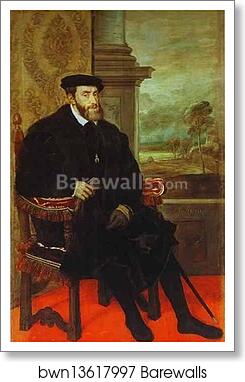 Portrait of Emperor Charles V Seated by Titian, Art Print