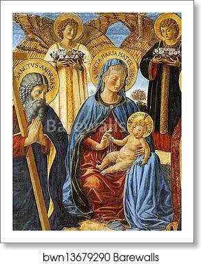 Madonna and Child between St. Andrew and St. Prosper. Detail by Benozzo Gozzoli, Art Print