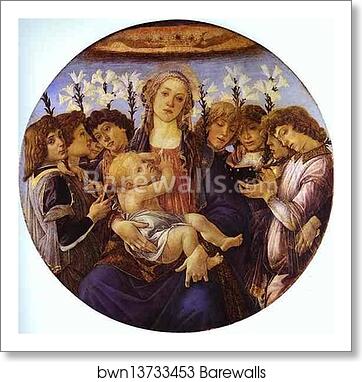 Madonna and Child with Eight Angels (Tondo Raczynski) by Alessandro Botticelli, Art Print