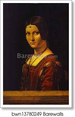 Portrait of an Unknown Woman (La Belle Ferroniere) by Leonardo Da Vinci, Art Print