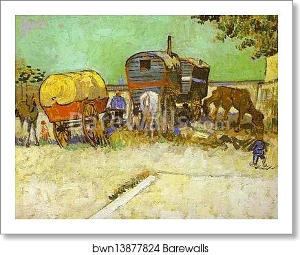 The Caravans, Gypsy Camp near Arles by Vincent Van Gogh, Art Print