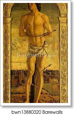 St. Sebastian (Panel of St. Vincent Ferrar Polyptych) by Giovanni Bellini, Art Print