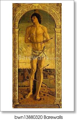 St. Sebastian (Panel of St. Vincent Ferrar Polyptych) by Giovanni Bellini, Art Print St. Sebastian (Panel of St. Vincent Ferrar Polyptych) by Giovanni Bellini, Art Print