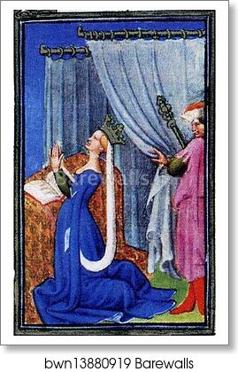 The Belles Heures of Jean de France, Duke de Berry. Page with Duchess de Berry Praying. Detail by Limbourg Brothers, Art Print The Belles Heures of Jean de France, Duke de Berry. Page with Duchess de Berry Praying. Detail by Limbourg Brothers, Art Print