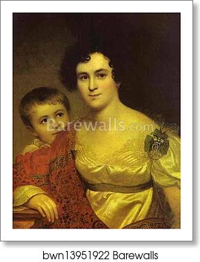 Portrait of A. I. Molchanova with Daughter by Orest Kiprensky, Art Print