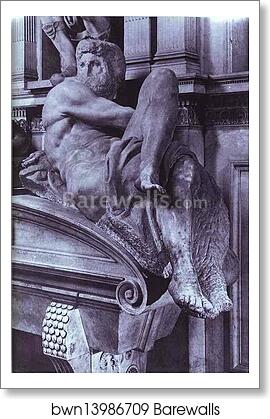 Tomb of Giuliano de' Medici. Detail. Day by Michelangelo, Art Print Tomb of Giuliano de' Medici. Detail. Day by Michelangelo, Art Print