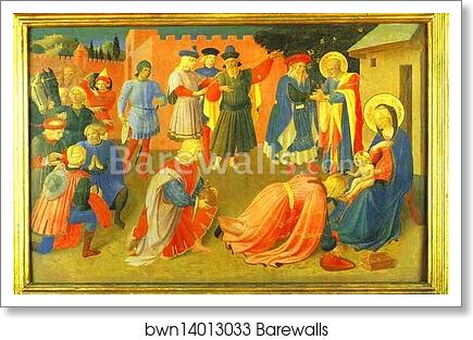 Linaiuoli Tabernacle, predella: Adoration of the Magi by Fra Angelico, Art Print