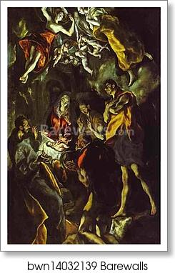 The Adoration of the Shepherds by El Greco, Art Print