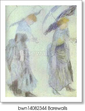 Two Women with Umbrellas by Pierre-Auguste Renoir, Art Print Two Women with Umbrellas by Pierre-Auguste Renoir, Art Print