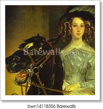 Rider. Portrait of Giovanina and Amacilia Pacini, the Foster Children of Countess Yu. P. Samoilova. Detail by Karl Brulloff, Art Print Rider. Portrait of Giovanina and Amacilia Pacini, the Foster Children of Countess Yu. P. Samoilova. Detail by Karl Brulloff, Art Print